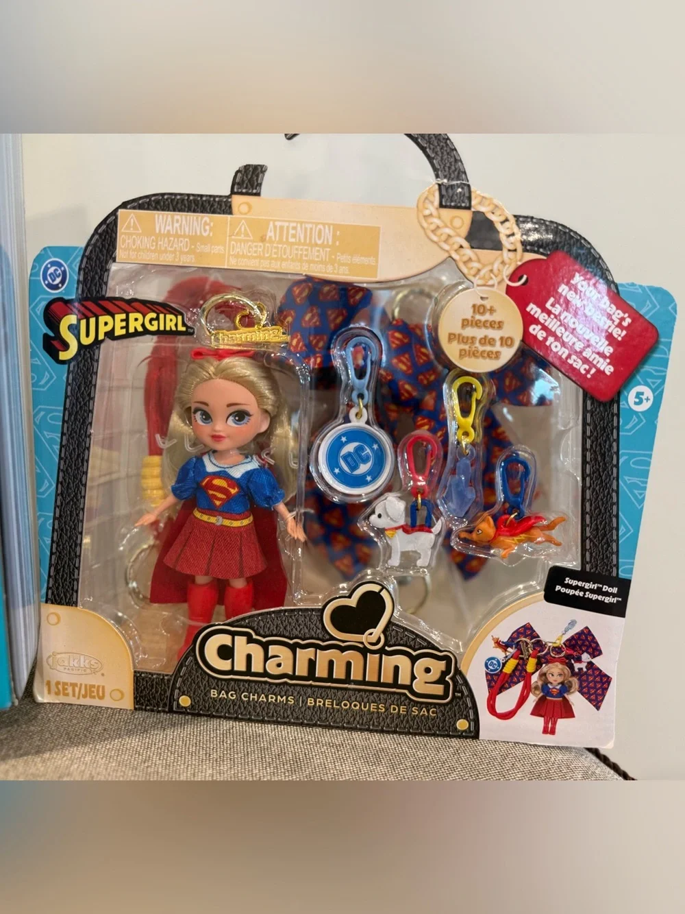 New In Hand Jakks Pacific DC Comics Fashion Supergirl & Charming Bag Clip Dolls